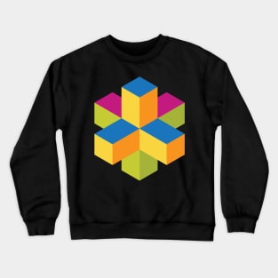 Isometric abstract color cubes Crewneck Sweatshirt